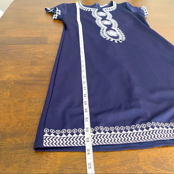 UNICA HIJA Navy Blue Dress Mandala Embroidered Design Short Sleeves - Picture 6 of 11